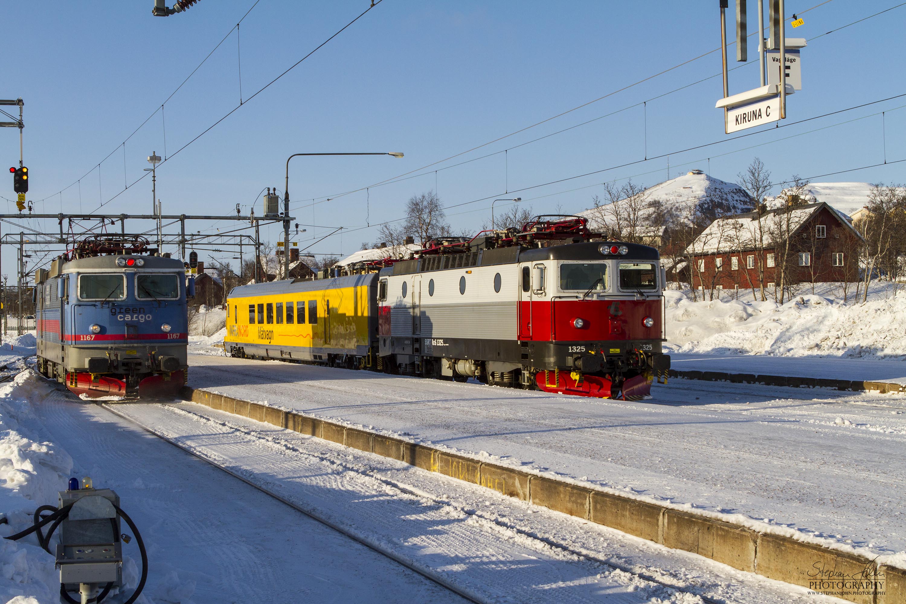Messzug von InfraNord im Bahnhof Kiruna C