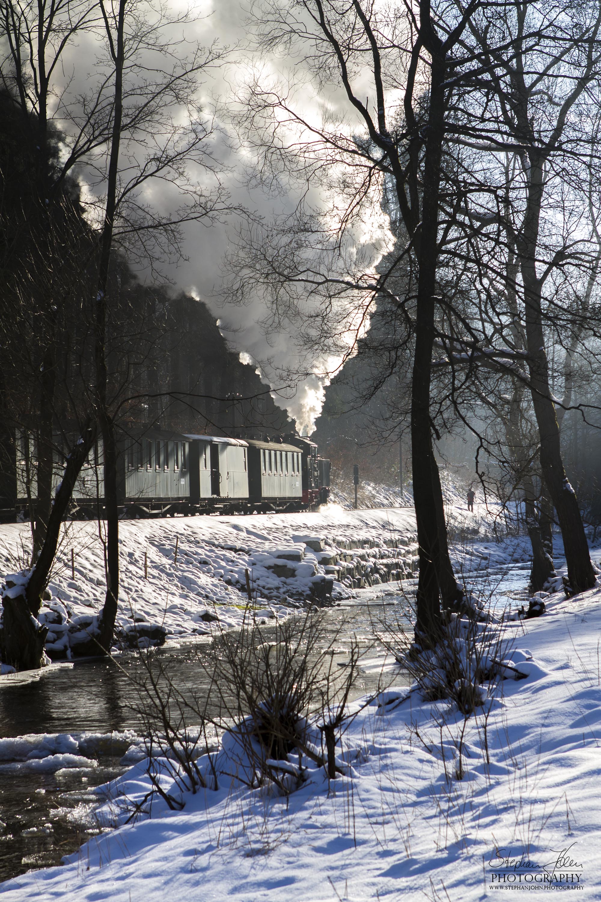 Zug 15 der Preßnitztalbahn kurz nach dem Haltepunkt Wildbach