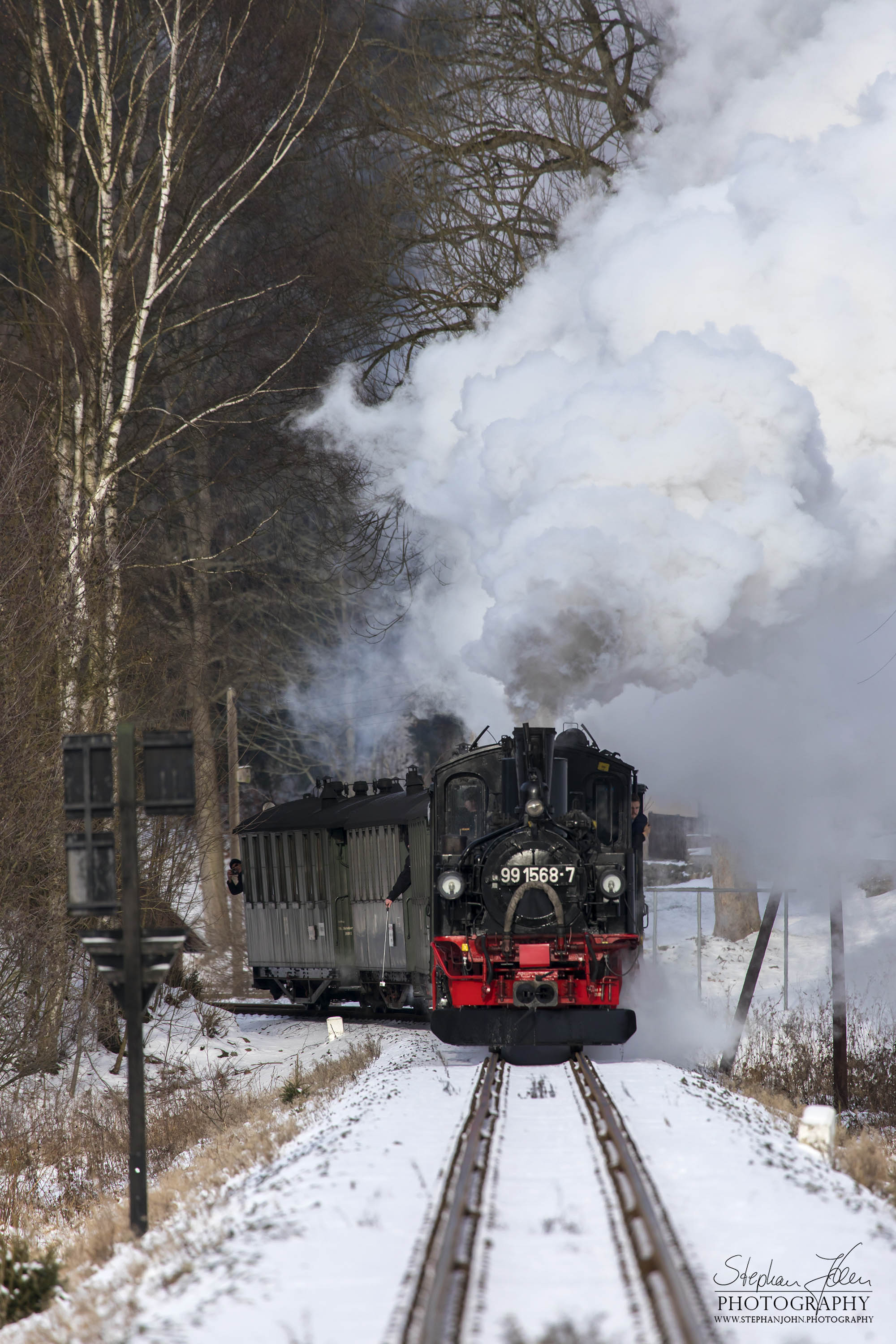 Zug 11 nach Jöhstadt auf der Steigung zwischen Forellenhof und Schmalzgrube