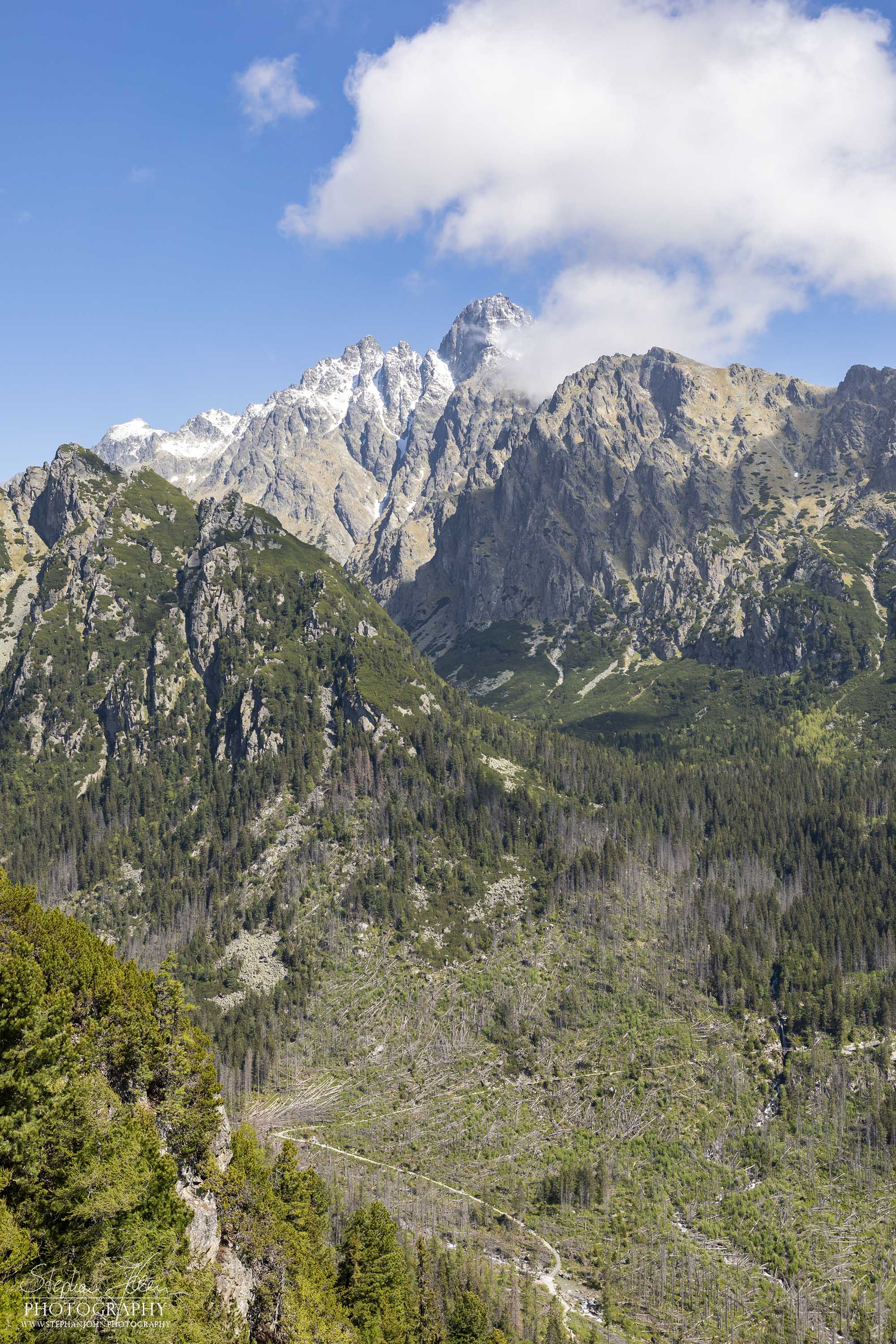 Blick vom Aussichtspunkt Slavkovská vyhliadka (Maximiliánka) in Richtung Lomnický štít