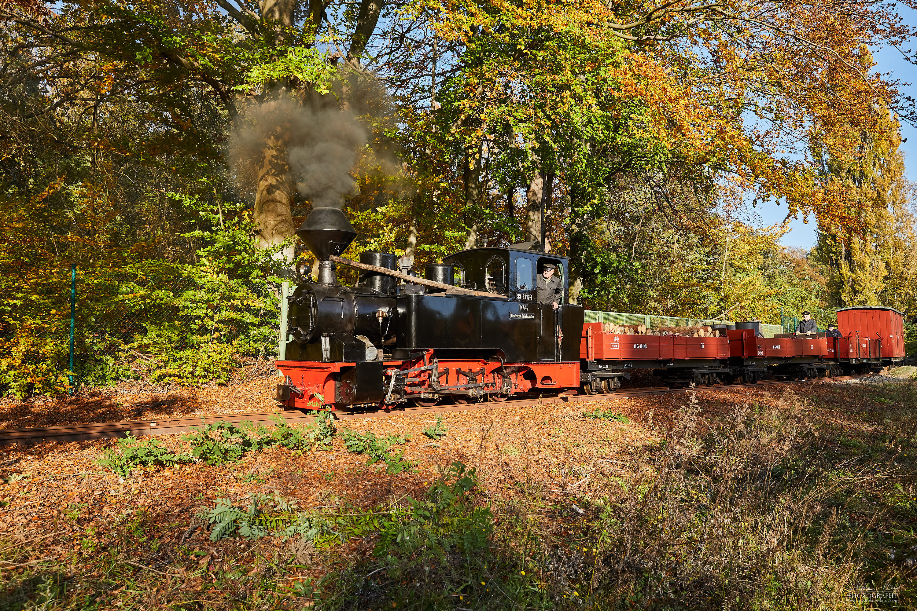 Lok 99 3312-8 mit einem Güterzug am Gleisdreieck