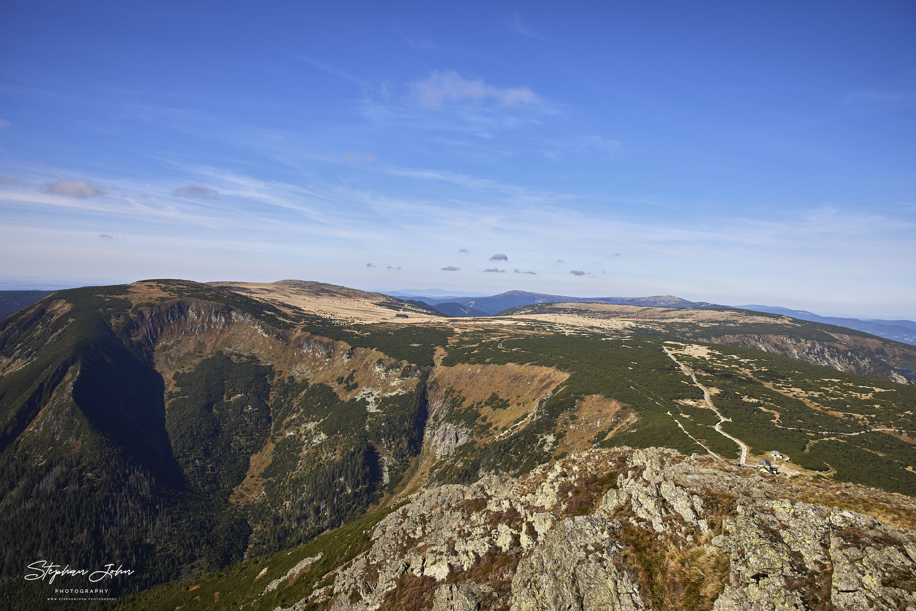 Blick von der Schneekoppe in Richtung Elbquelle