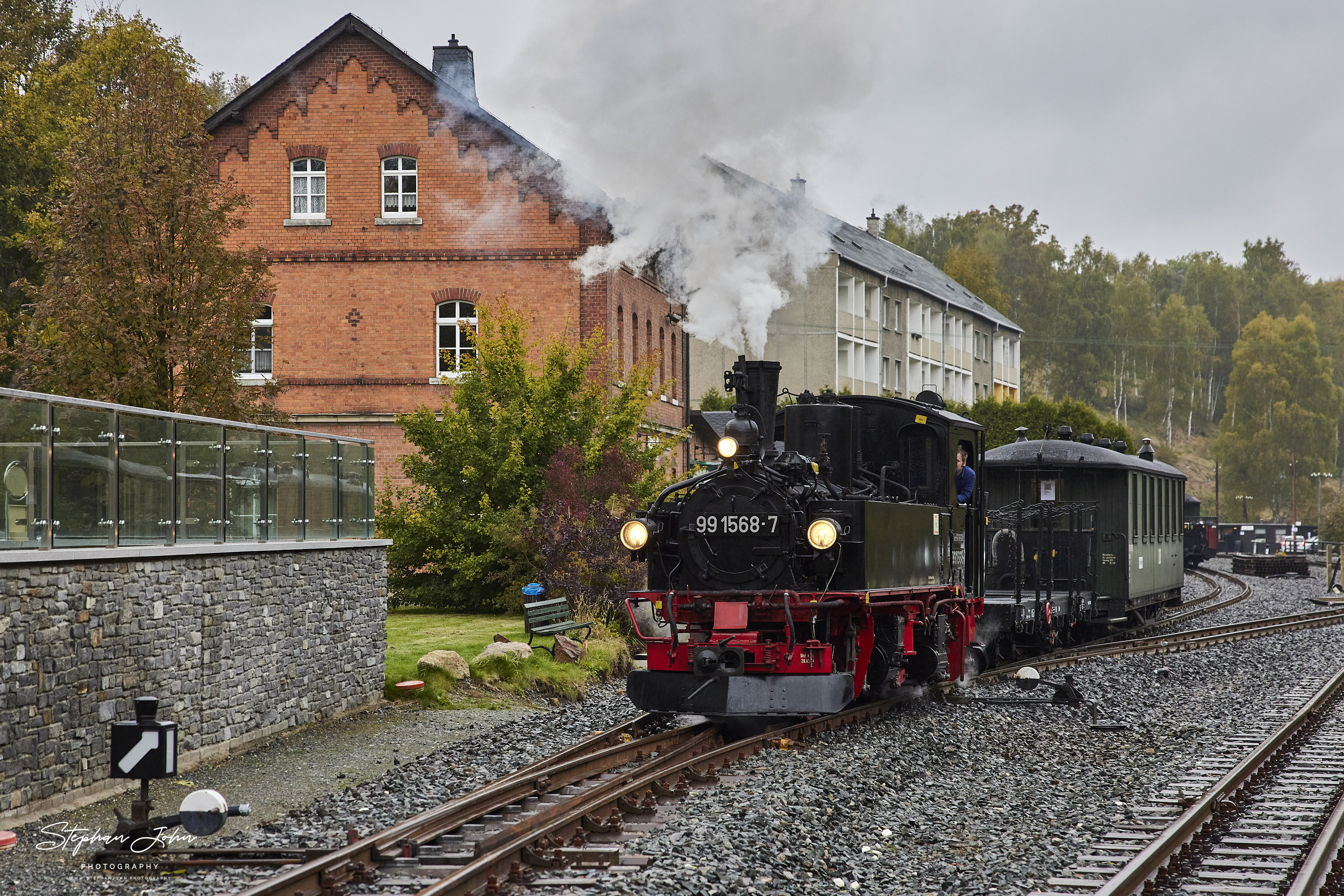 Zugausfahrt in Jöhstadt in Richtung Ladestelle Jöhstadt