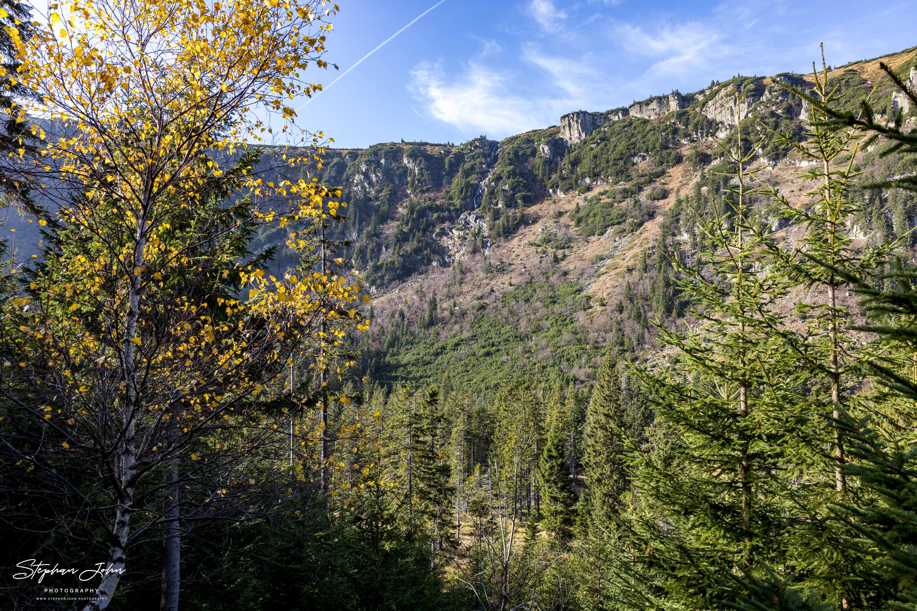 Blick zum Pantschefall (Vodopád Pančavy)