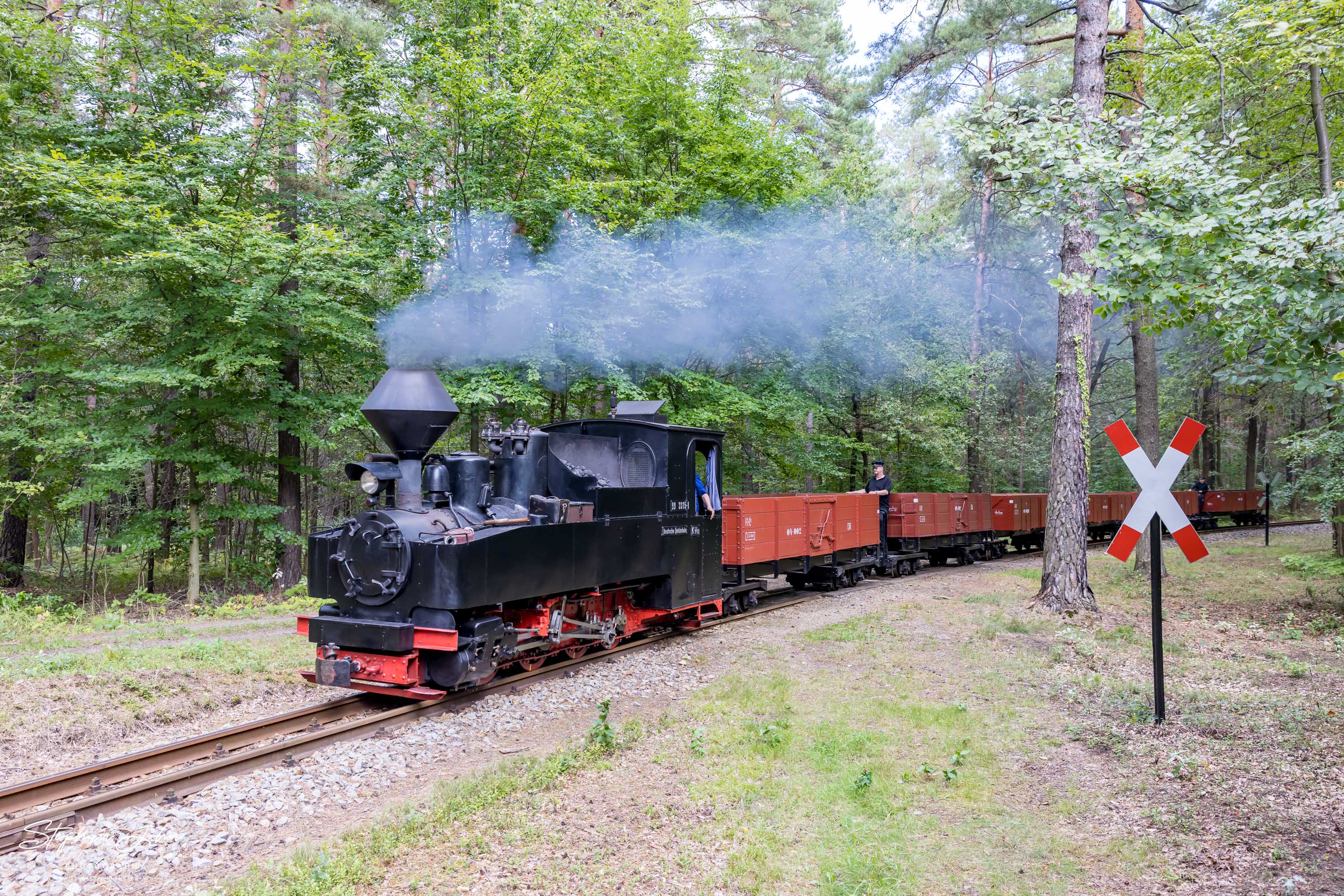 Lok 99 3315-1 dampft mit einem Güterzug in Richtung Weißwasser