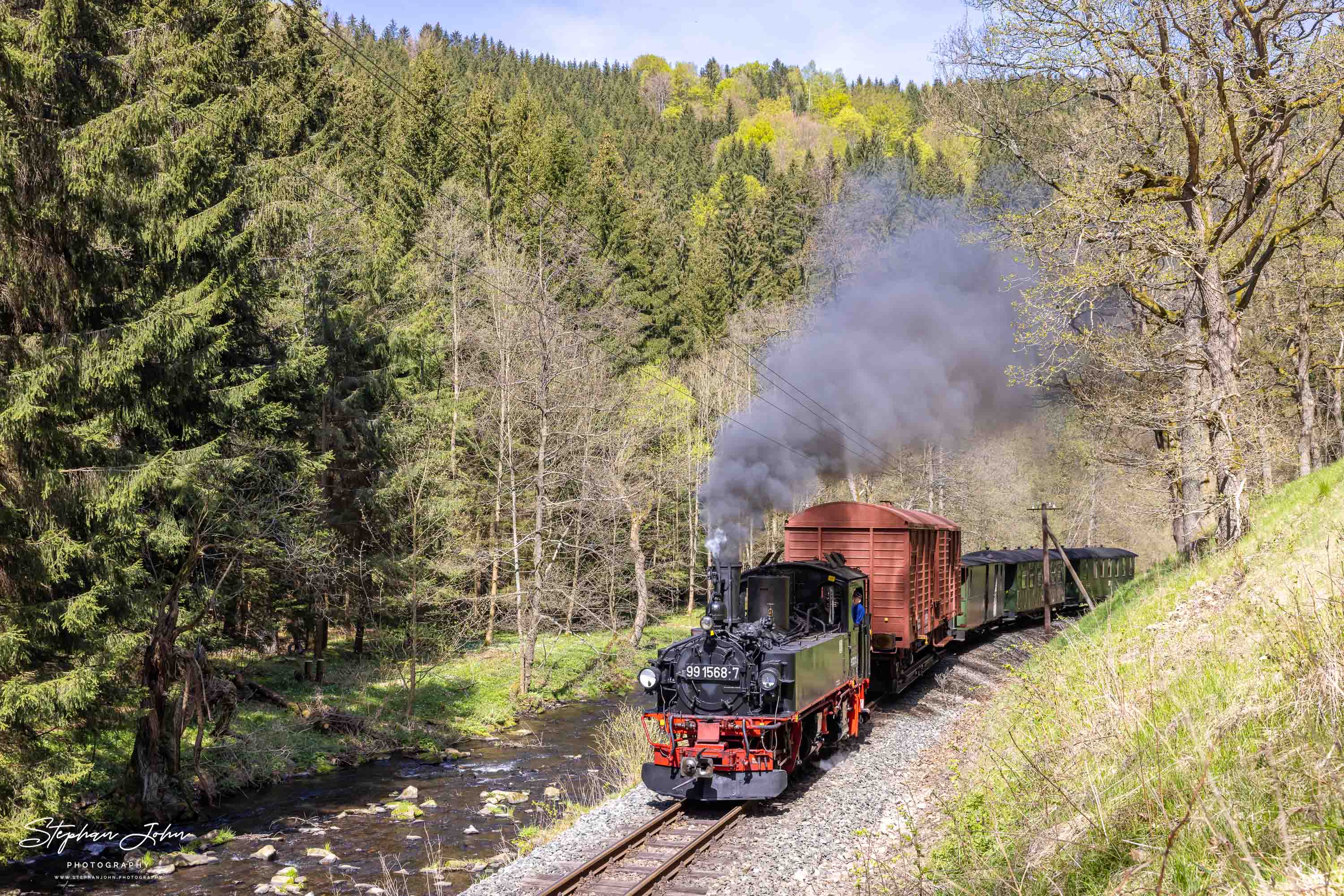 Lok 99 1568-7 mit einem GmP zwischen Hp Stolln und Hp Forellenhof